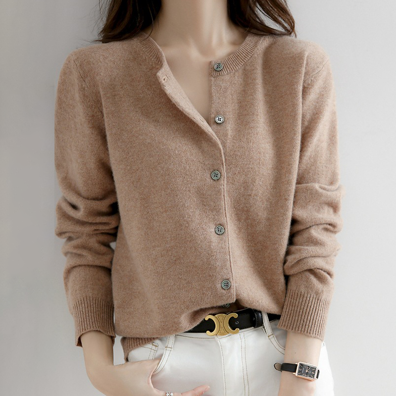 韓版圓領單排扣針織開襟衫(15色)