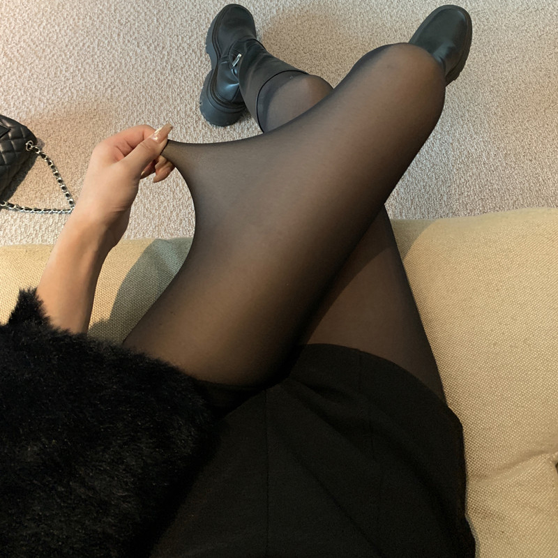 光腿神器加絨加厚黑色裸感假透肉連褲襪