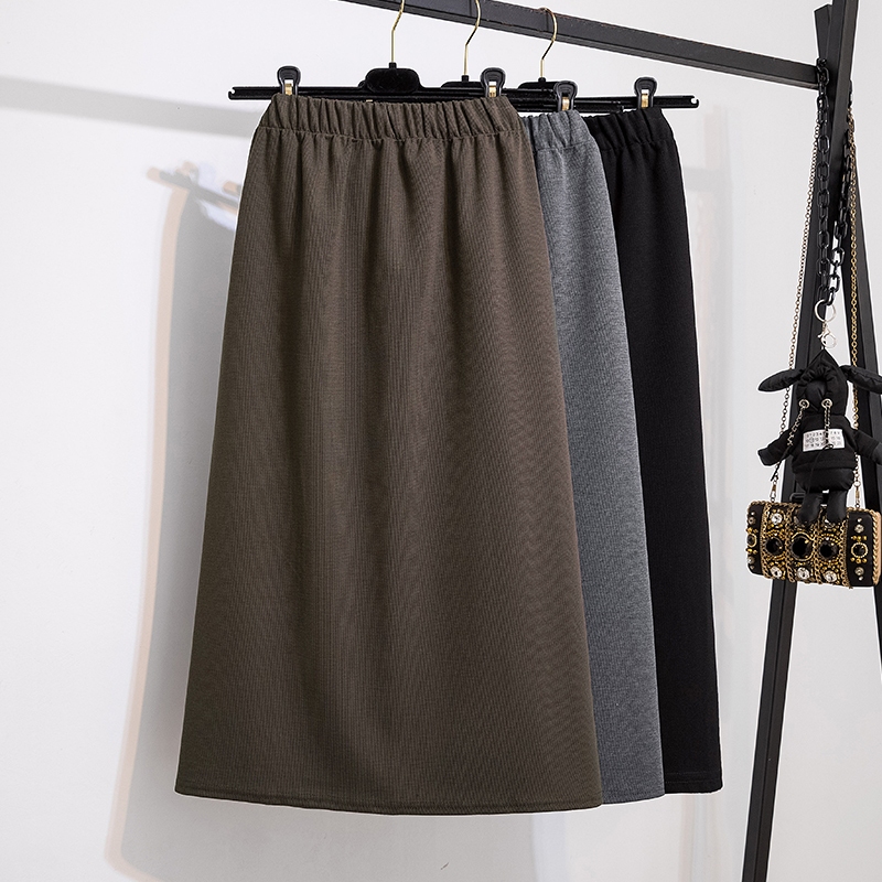休閒鬆緊高腰垂感開叉A字半身裙(3色)