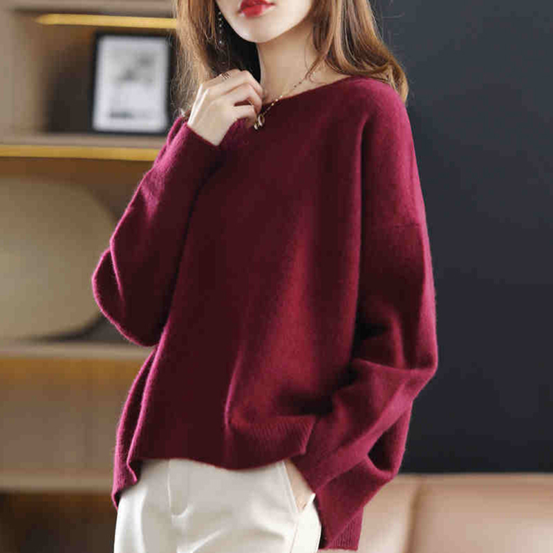 韓版圓領純色百搭寬鬆顯瘦針織衫(6色)