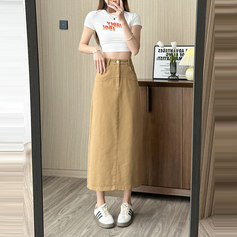 高腰A字洗水牛仔半身裙(3色)