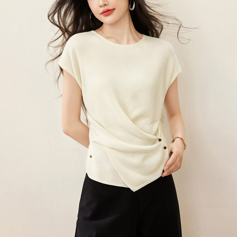 新款小飛袖針織短袖T恤(2色)