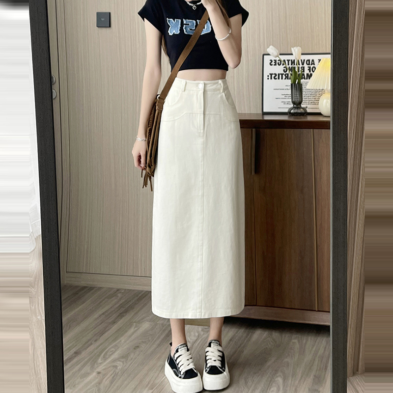 高腰A字洗水牛仔半身裙(3色)