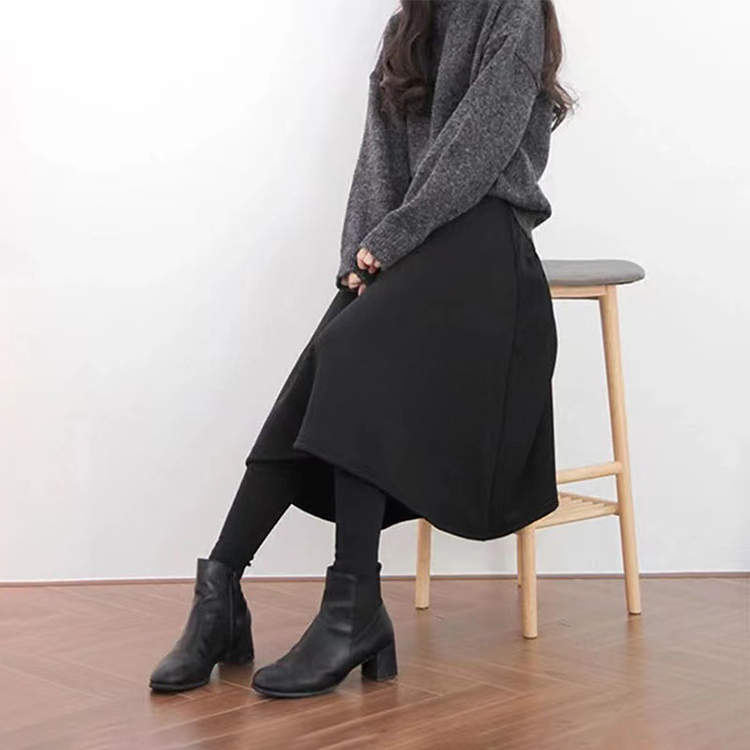 假兩件高腰A字加厚加絨打底裙褲(2色)