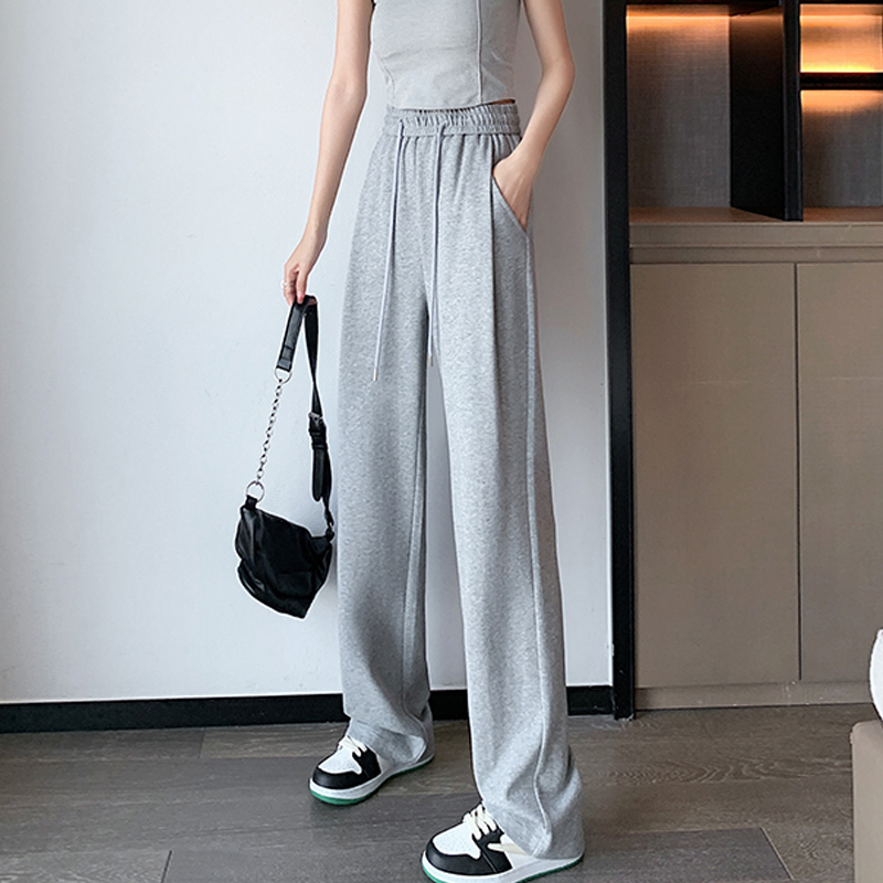 休閒百搭高腰闊腿抽繩運動褲(3色)