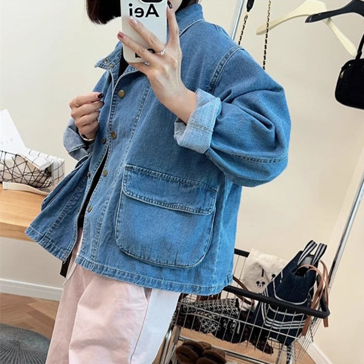 日系復古大口袋翻領牛仔外套(2色)