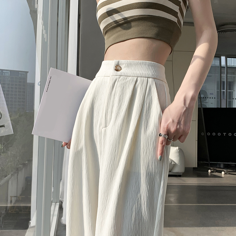 肌理冰絲直筒高腰垂感寬褲(3色)