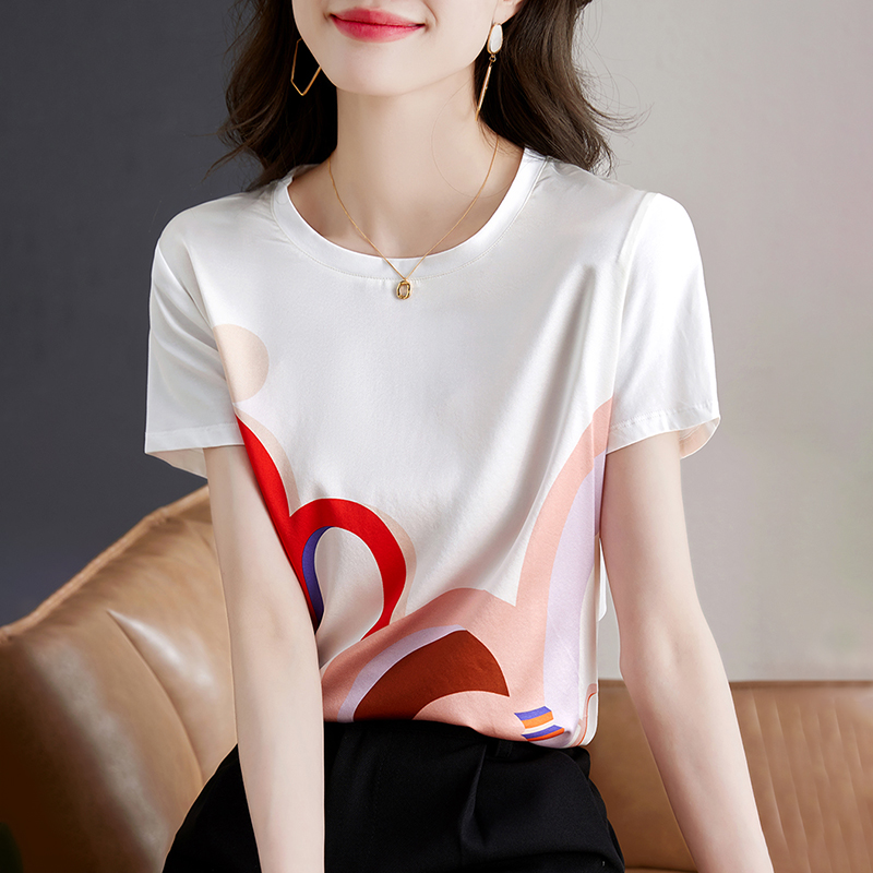 簡約圓領印花色短袖T恤