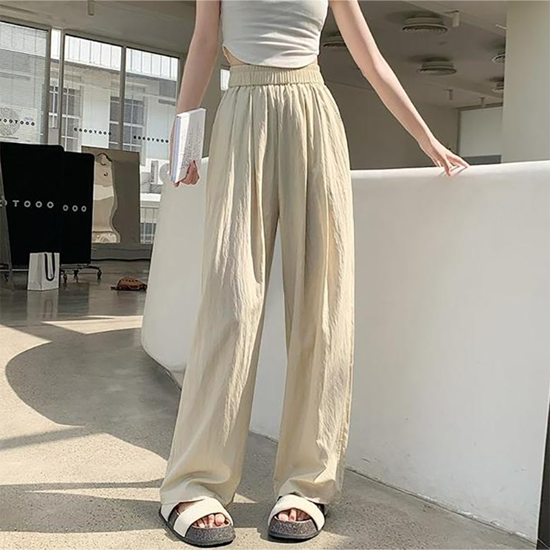 日系慵懶肌理紋褶皺闊腿休閒褲(4色)
