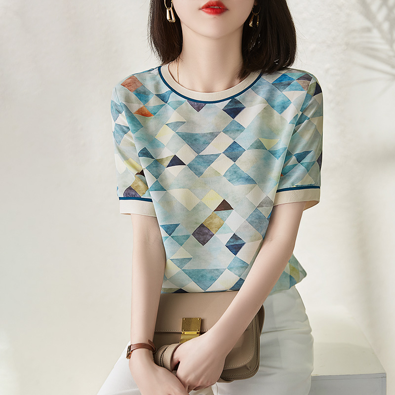 幾何撞色印花短袖T恤