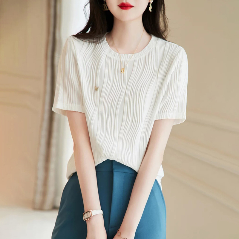 紋理感設計圓領短袖T恤(2色)