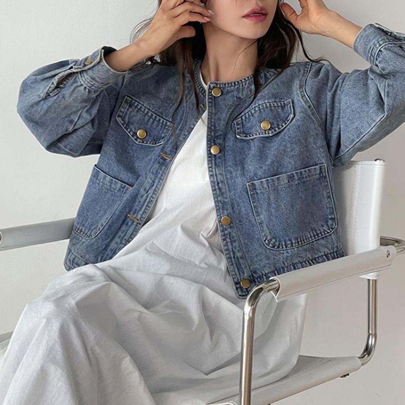 韓系休閒百搭牛仔長袖外套(2色)