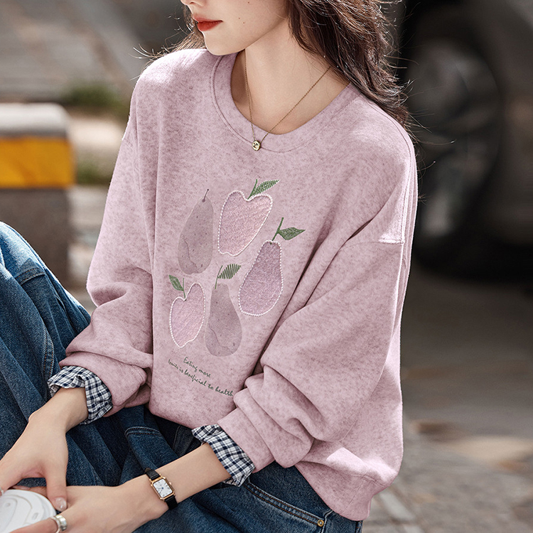 水果印花格紋拼接衛衣(3色)