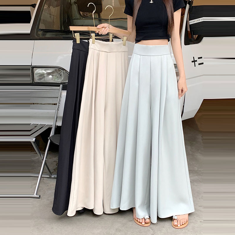 休閒百褶高腰垂感顯瘦裙褲(3色)