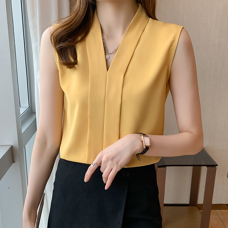 韓系優雅氣質無袖襯衫(4色)