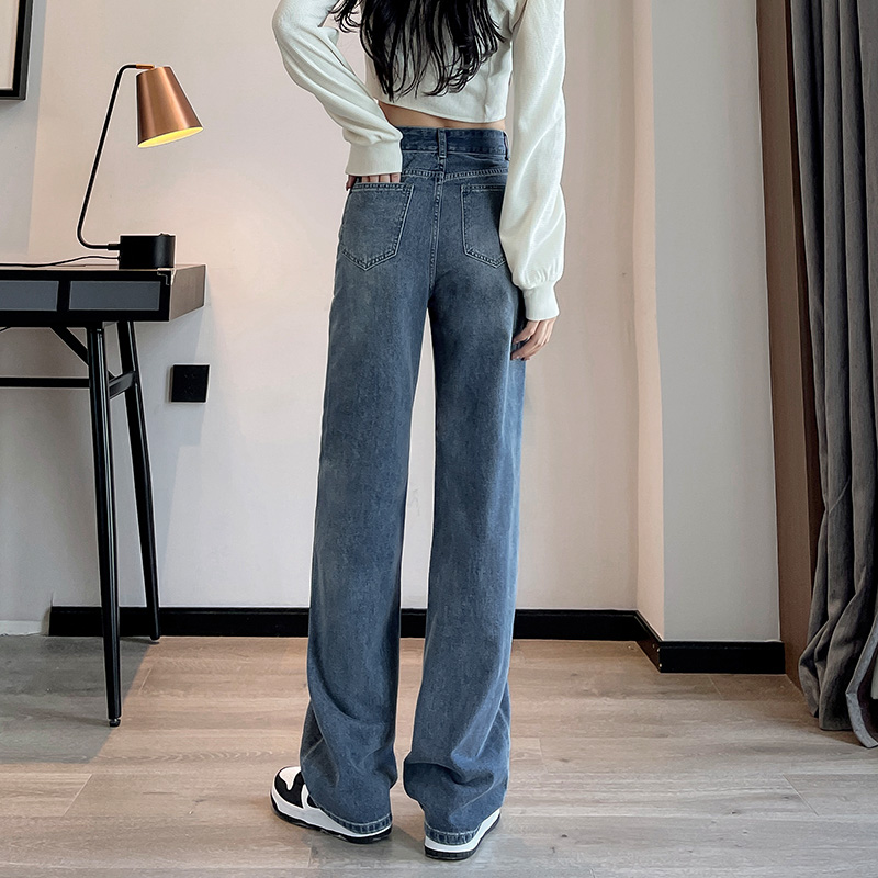 IG熱賣時髦顯瘦直筒寬鬆闊腿牛仔褲
