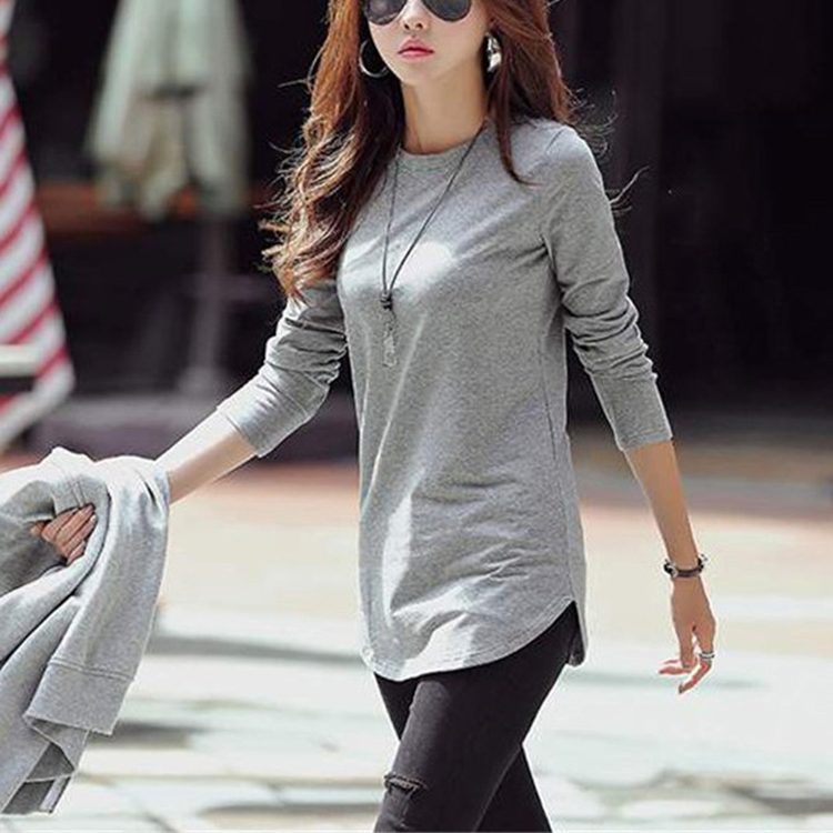 韓繫舒適 圓領長袖T恤(4色)