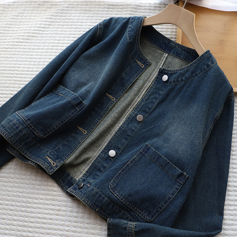 時尚百搭圓領大口袋牛仔外套(2色)