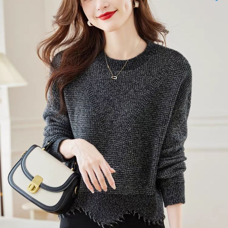 新款低圓領設計感流蘇針織毛衣(4色)