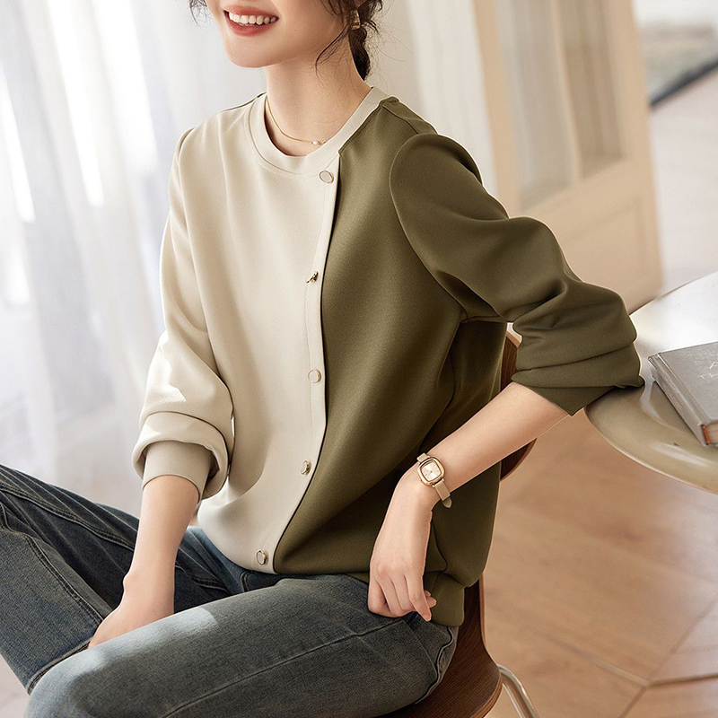 不規則設計休閒拼接撞色衛衣