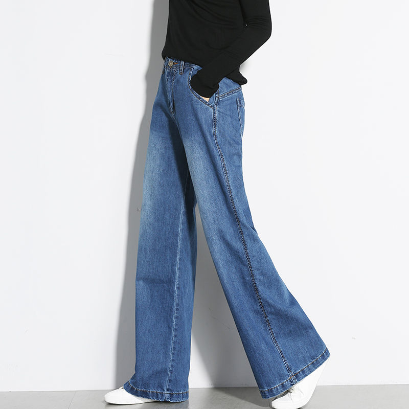 顯瘦復古高腰闊腿寬鬆直筒牛仔褲裝