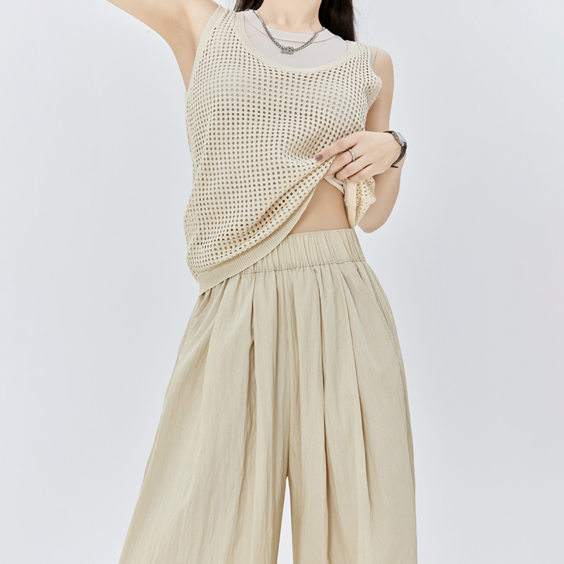 高腰薄款冰絲晾感山本闊腿褲(6色)