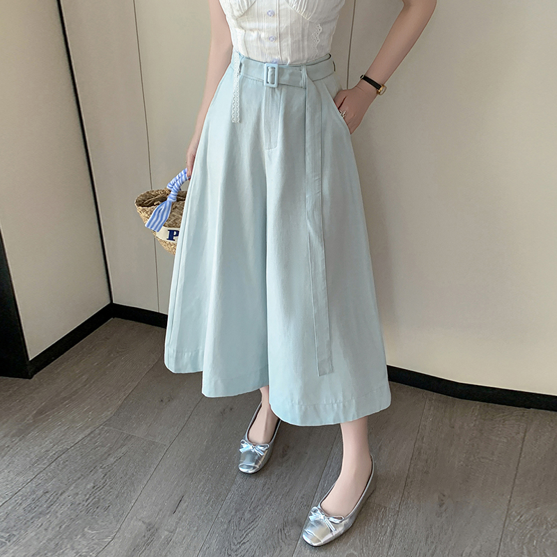 高腰大擺闊腿A字七分裙褲(3色)