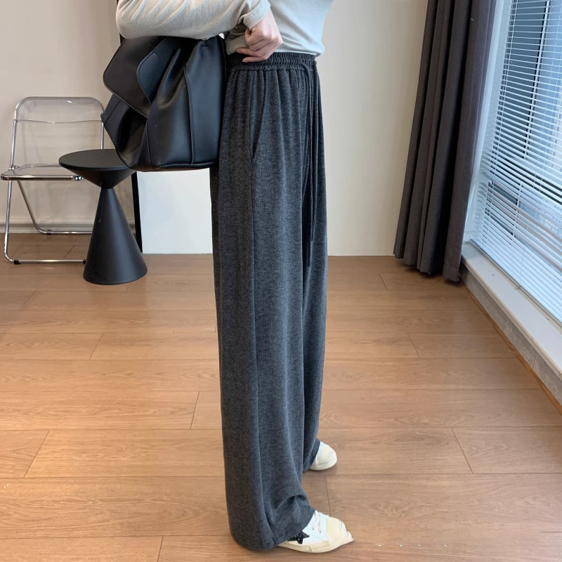 高腰寬鬆休閒直筒闊腿拖地褲(4色)