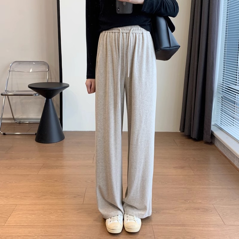 高腰寬鬆休閒直筒闊腿拖地褲(4色)