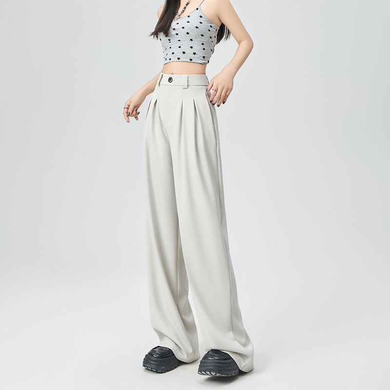 直筒垂感寬鬆打褶設計休閒褲(5色)