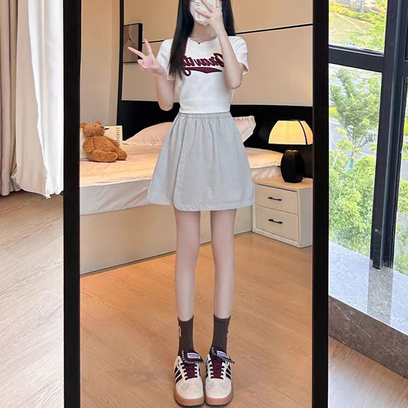 山本工裝薄款高腰A字五分裙褲(2色)