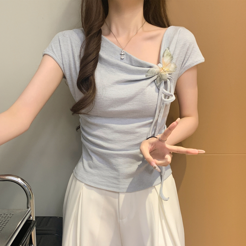 法式立體蝴蝶結繫帶小衫(3色)