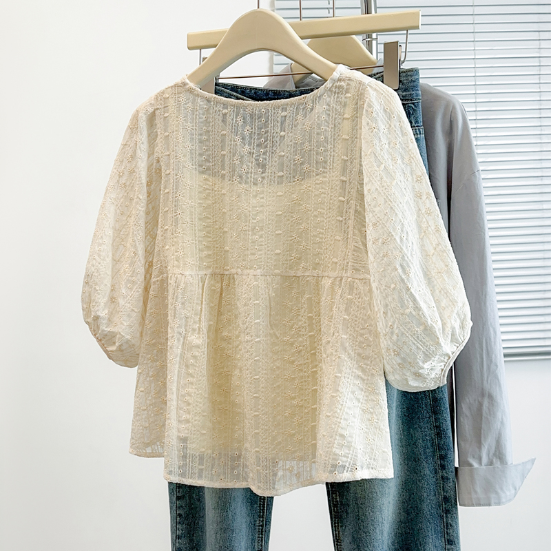 新款V領防曬雪紡短袖襯衫