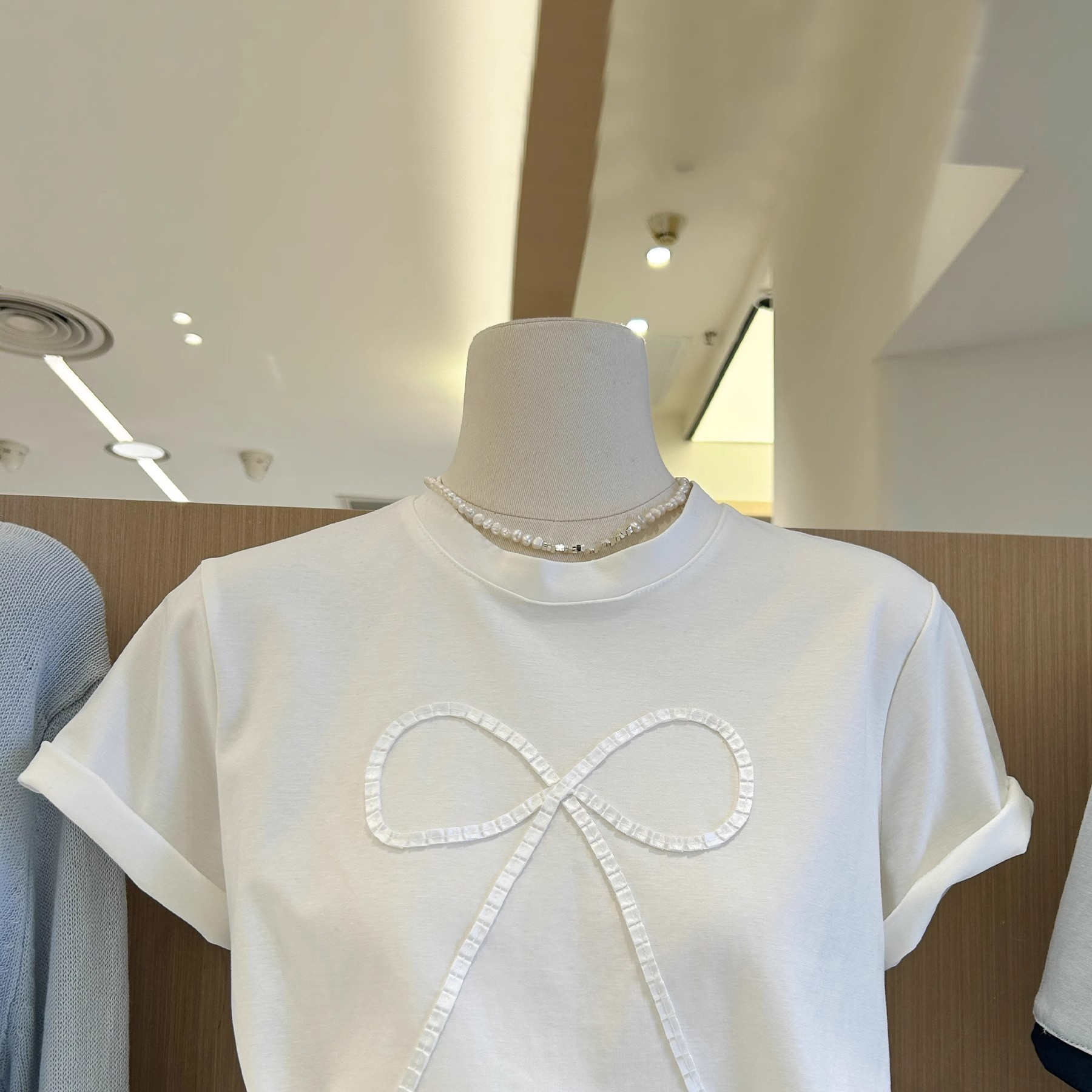 韓系圓領蝴蝶結短袖T恤