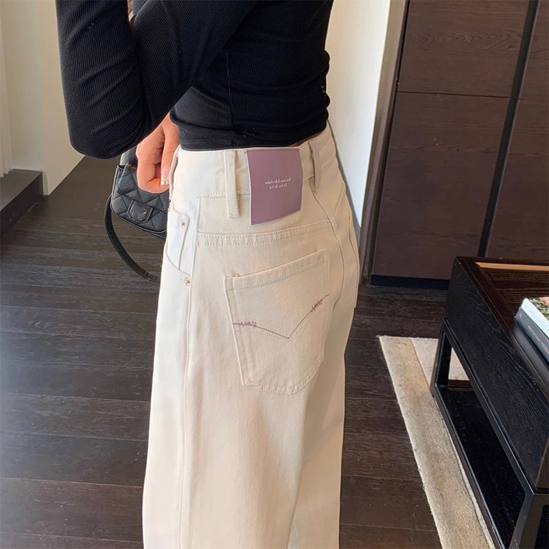 百搭高腰寬腿直筒牛仔褲