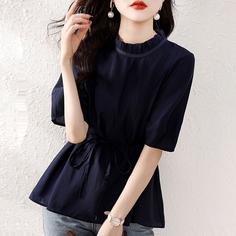 復古燈籠袖收腰襯衫