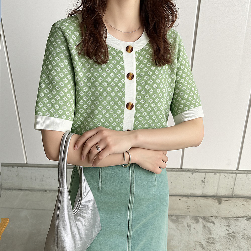 新款圓領冰爽短袖針織衫