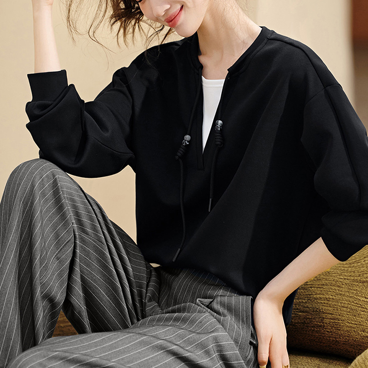 休閒撞色拼接設計寬鬆衛衣