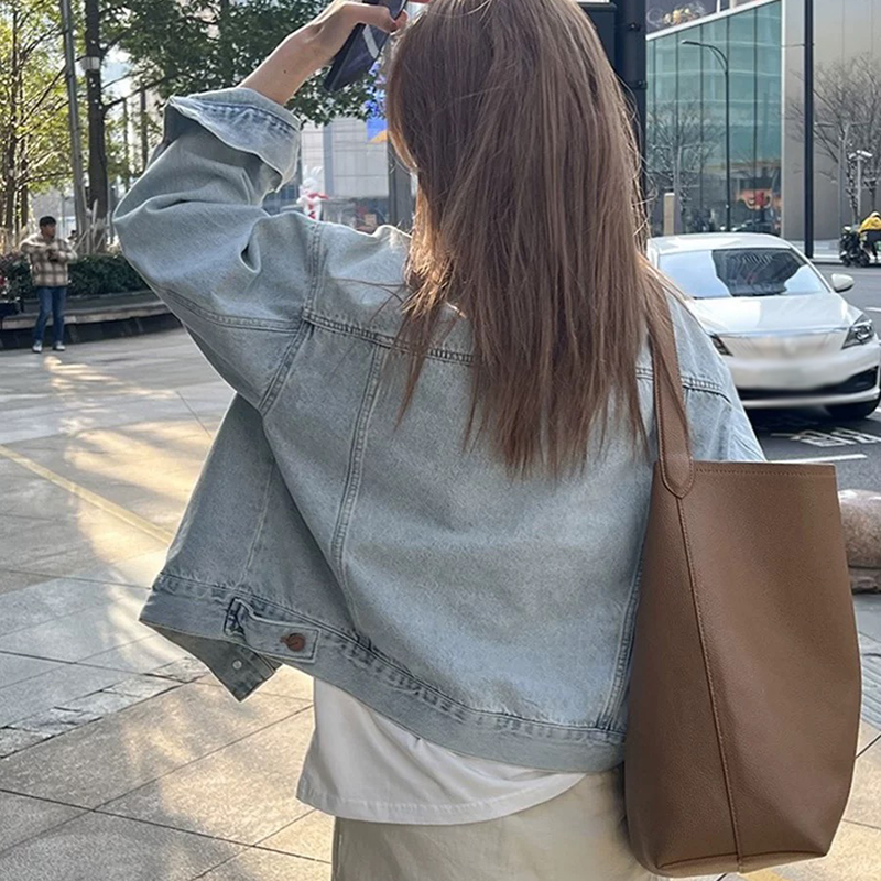 韓系復古寬鬆短版牛仔外套