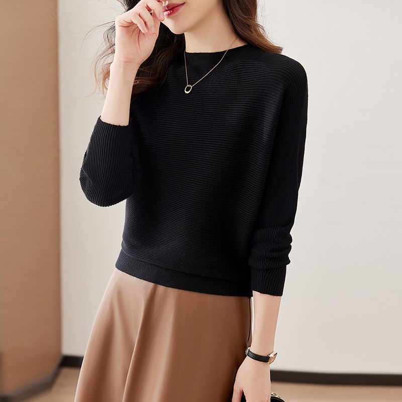 寬鬆一字領蝙蝠長袖針織衫(8色)