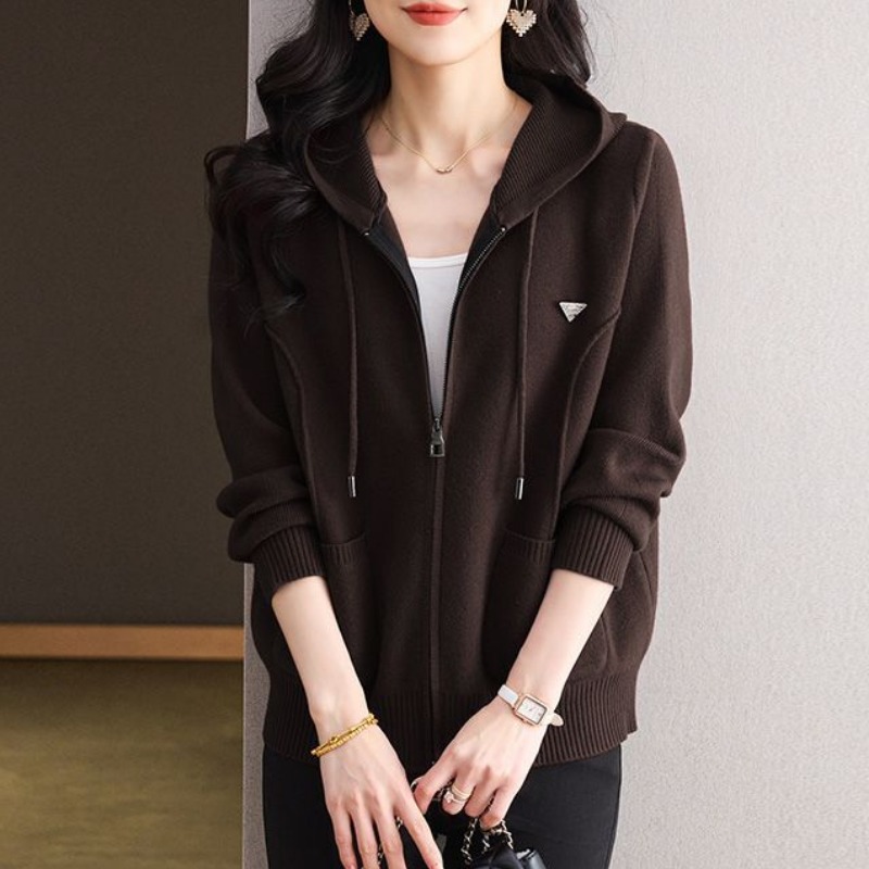 休閒連帽領拉鍊針織開衫(5色)