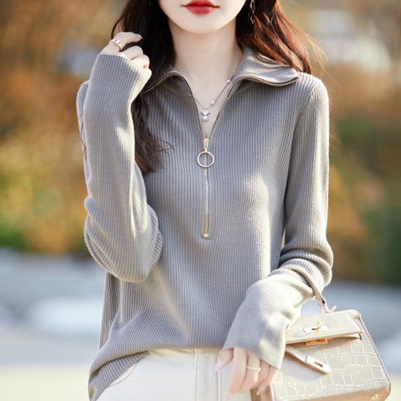 韓系百搭半拉鍊針織毛衣(4色)