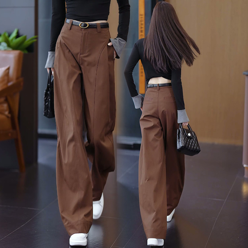 休閒寬鬆慵懶直筒闊腿褲(3色)