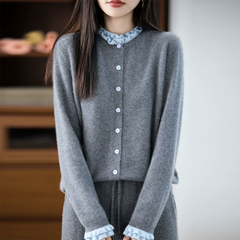 拼色木耳邊百搭針織衫(5色)