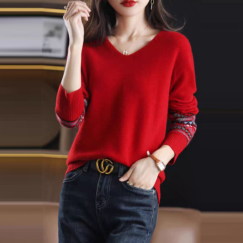 全新V領長袖針織毛衣(5色)