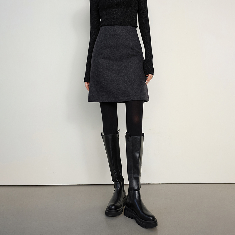 新款簡約高腰A字短裙