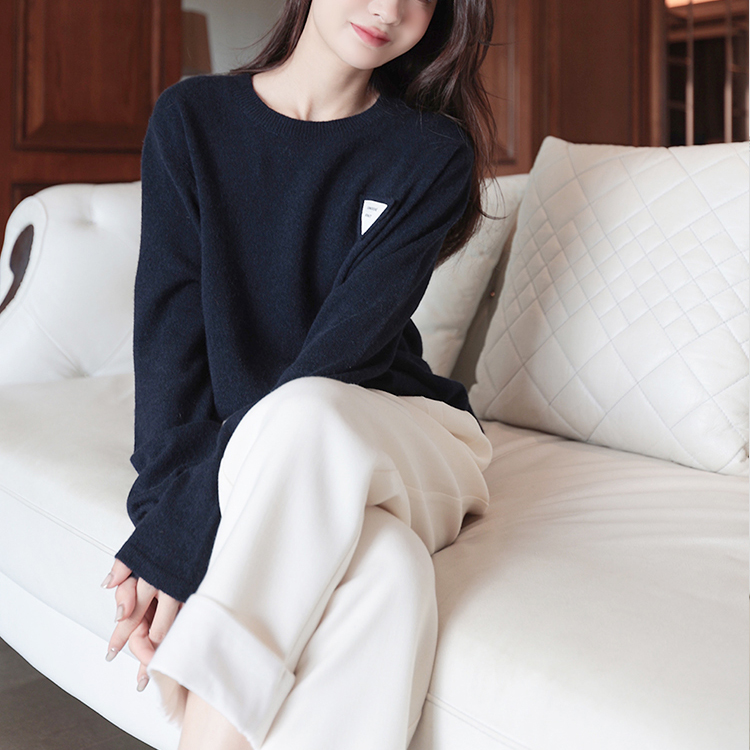 韩系圆领长袖针织毛衣