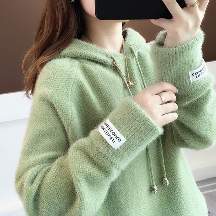 寬鬆慵懶連帽領針織毛衣(7色)