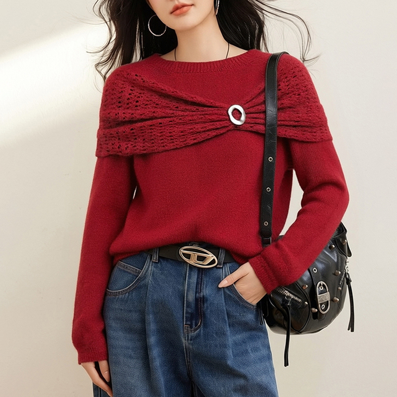 慵懶鏤空披肩針織衫(2色)