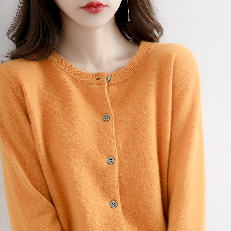 韓版開襟衫圓領單排扣針織毛衣(15色)